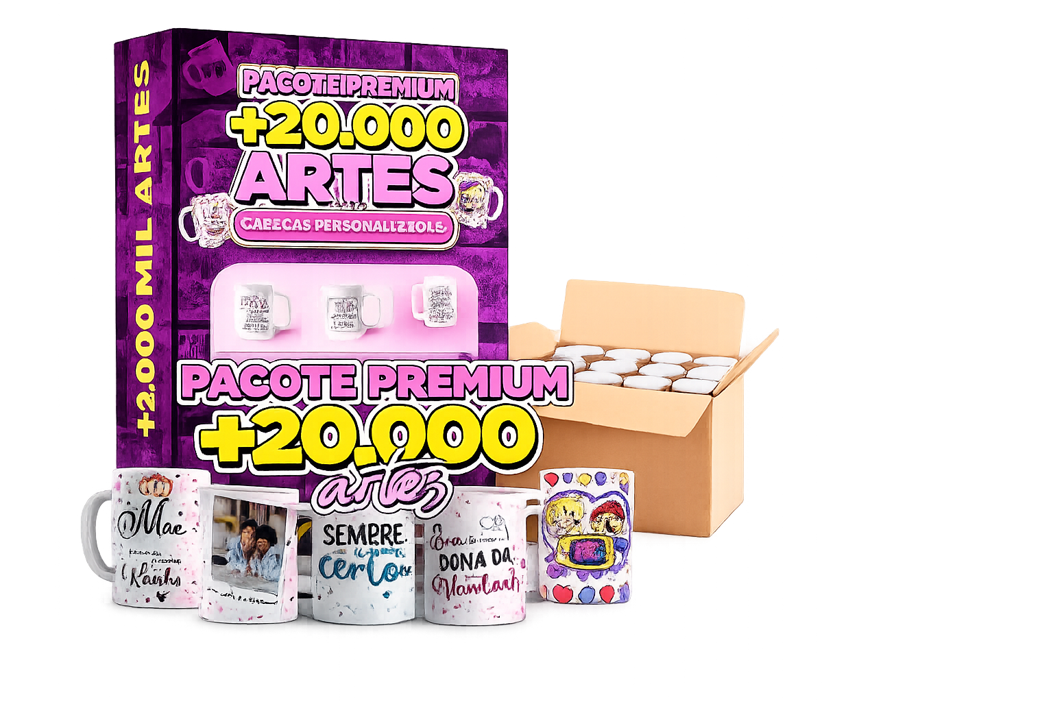 Pacote Premium +20.000 Artes para Canecas